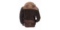 Recycled leather jacket with hoodie brown